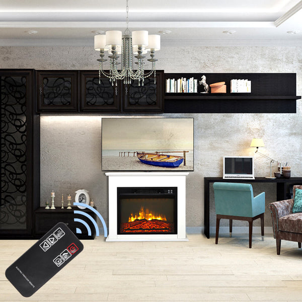 White Wood Cabinet Style 1400W Single Color Fake Wood Heating Wire With Small Remote Control Movement Black 18 Inches