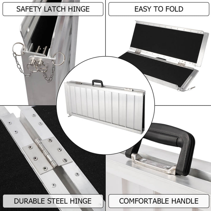 3FT Two-section Non-Skid Folding Lightweight Aluminum Alloy Wheelchair Scooter Mobility Ramps