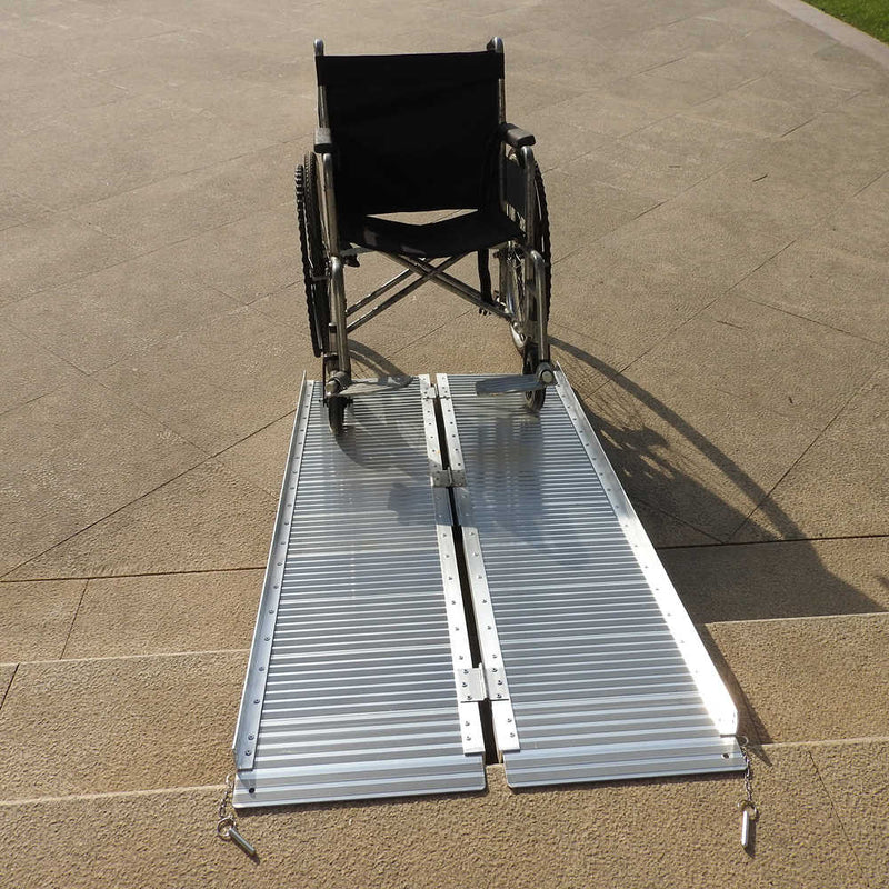 5 Ft Home Corridor Aluminum Alloy Folding Wheelchair Ramp Silver