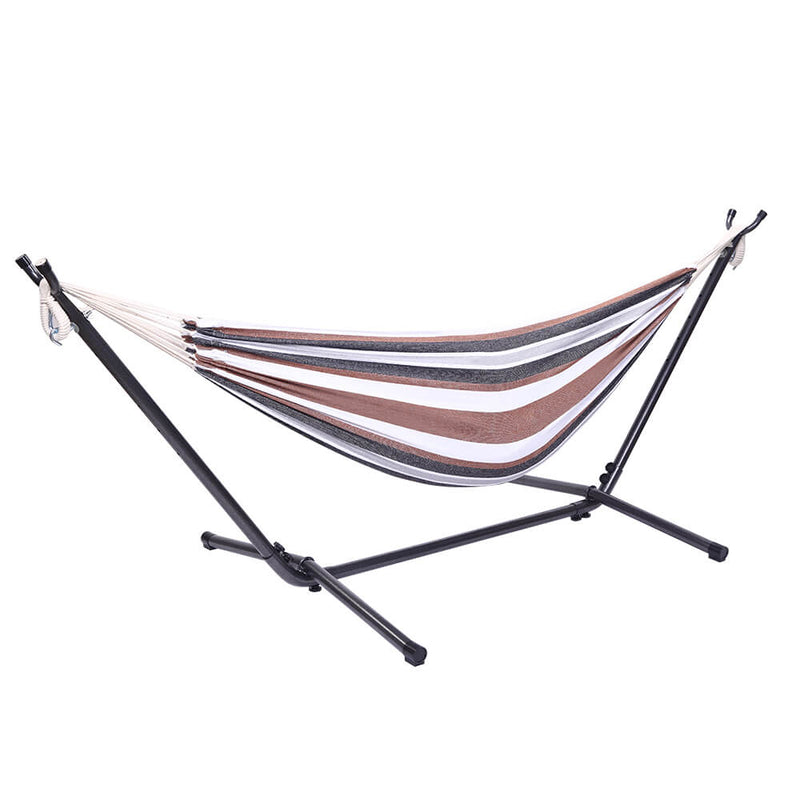 Professional Flowers Hammock Stand with Polyester Coffee Stripe Hammock