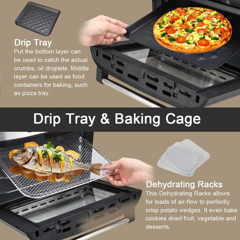 16L All-in-One Air Fryer 1800W Roast, Bake, Dehydrator, Oilless Cooker Black Black