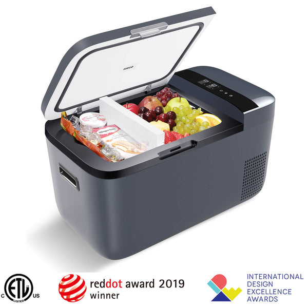12V Dual Zone Portable Refrigerator Mini Fridge for Outdoor, Home Use, Grey