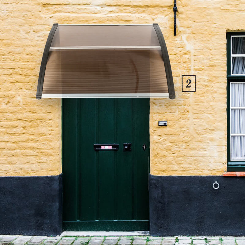 40" x 40" Door Window Awning, Front Door Outdoor Patio Awning Canopy UV Protection, Brown Board & Black Bracket