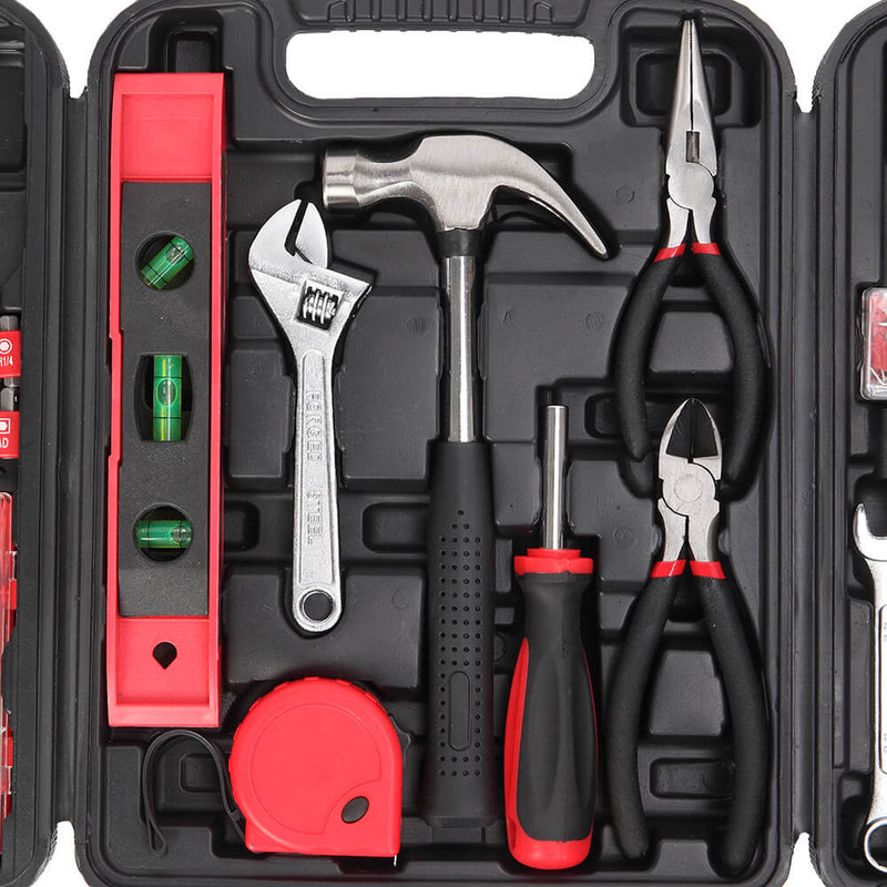 136 Piece Tool Set-General Household Hand Tool Kit, Auto Repair Tool Set Red