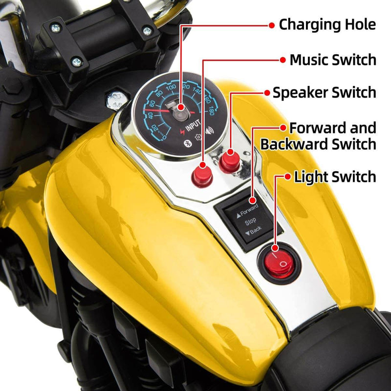 Ride on Toy for Kids Battery Powered Motorcycle With Training Wheels Yellow