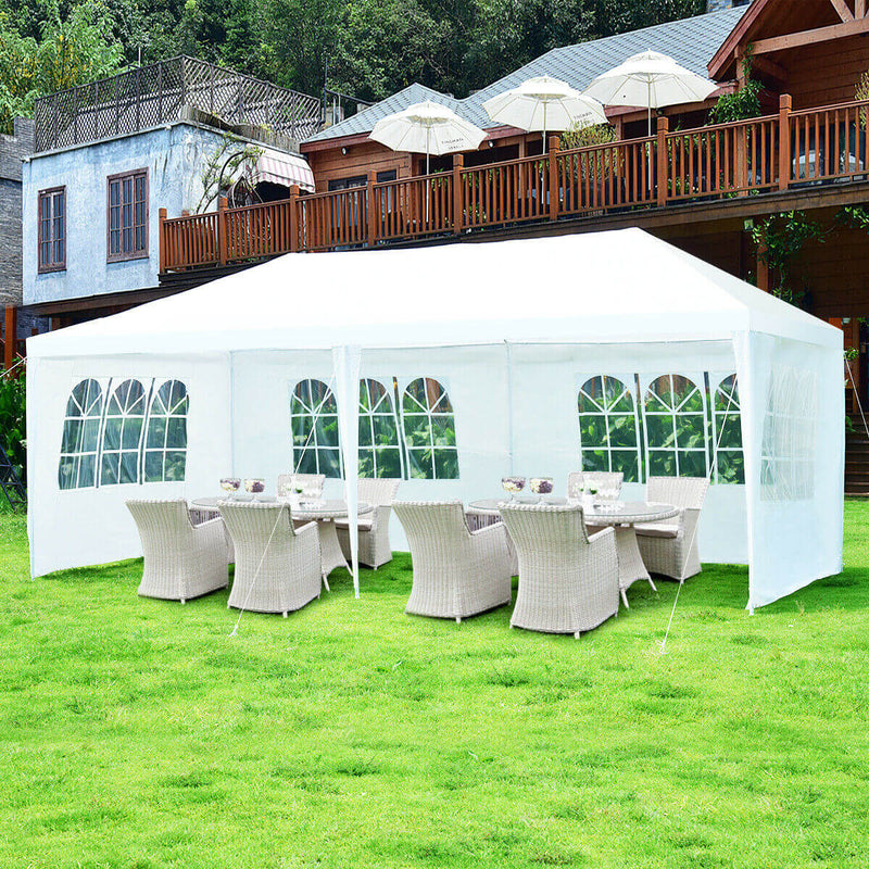 Canopy Tent 10x20 ft Outdoor Shelter Gazebos with 4 Removable Sidewalls for Wedding Beach Party Picnic, White
