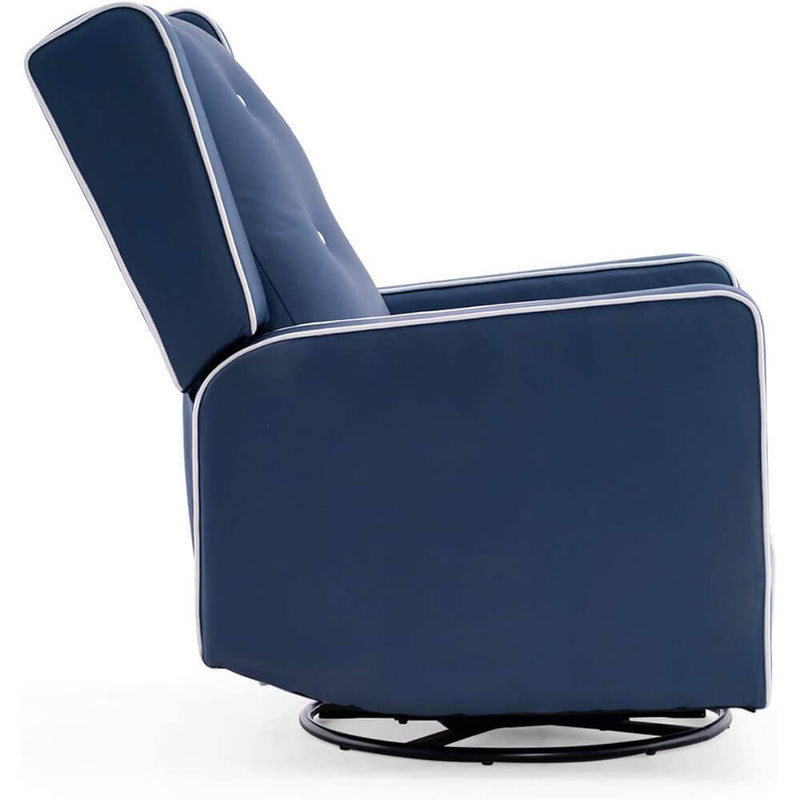 360-Degree Swivel Gliding Recliner,Leathaire Upholstered Recliner Blue