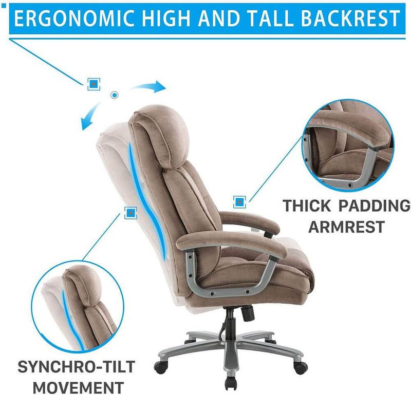 Ergonomic Big and Tall Executive Office Chair High Capacity Beige