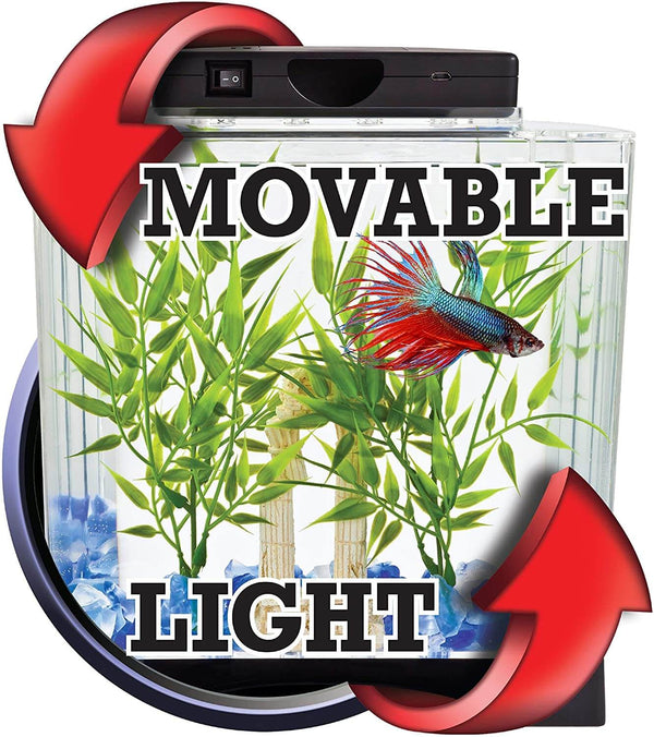 LED Half Moon aquarium Kit 1.1 Gallons, Ideal For Bettas, Black