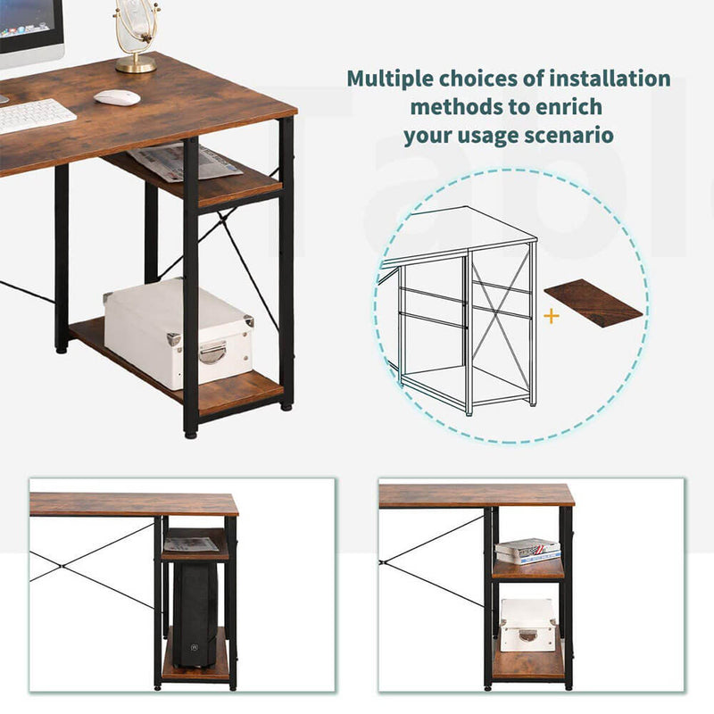 Industrial Computer Writing Desk, Large Writing Desk for Home Office 47IN