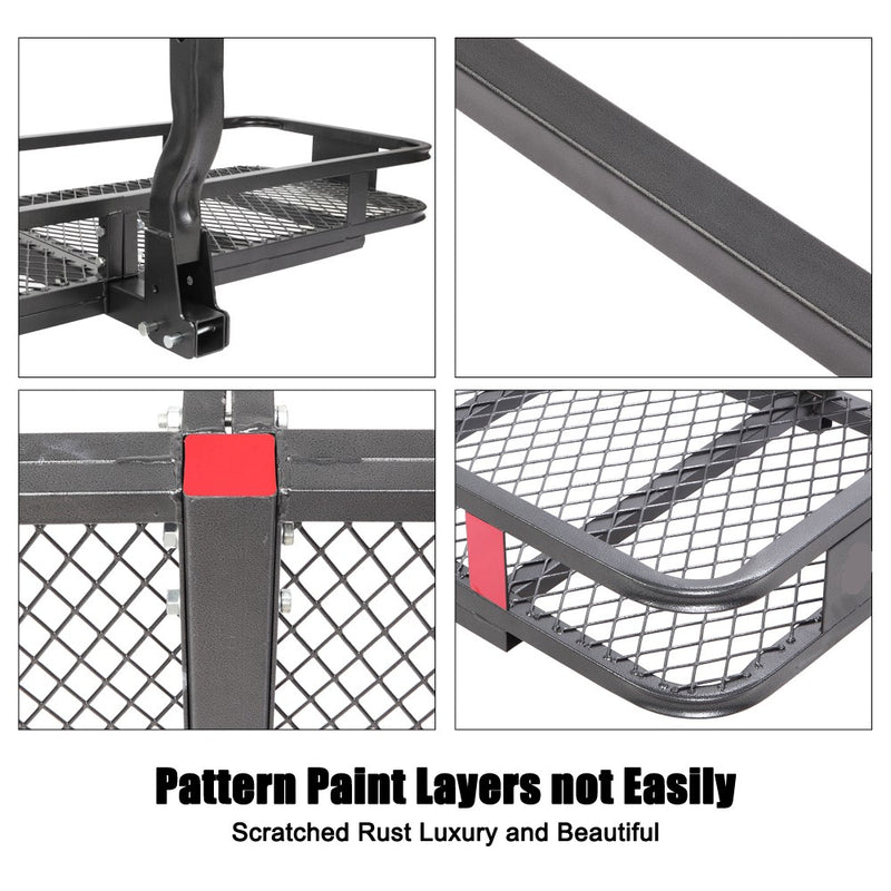 Folding Cargo Carrier Luggage Basket Hitch Mounted Car SUV Truck Durable 500lbs