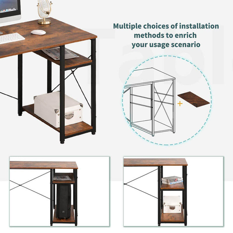 Industrial Computer Writing Desk, Large Writing Desk for Home Office 55IN