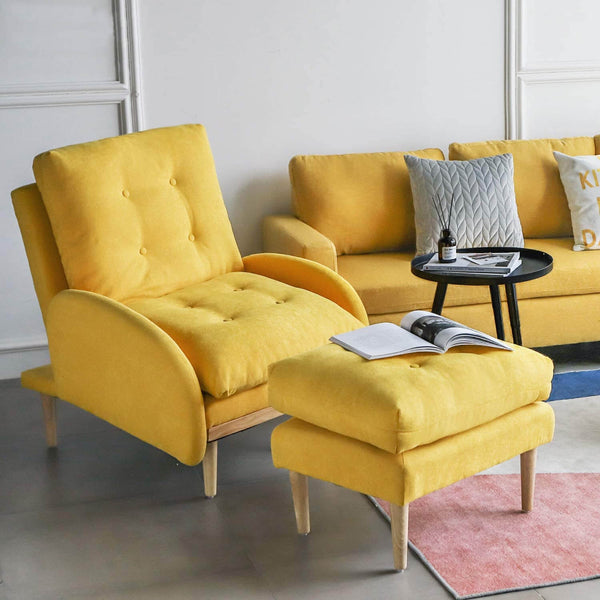Sofa Chair with Ottoman Fabric Lounge Recliner Adjustable Backrest