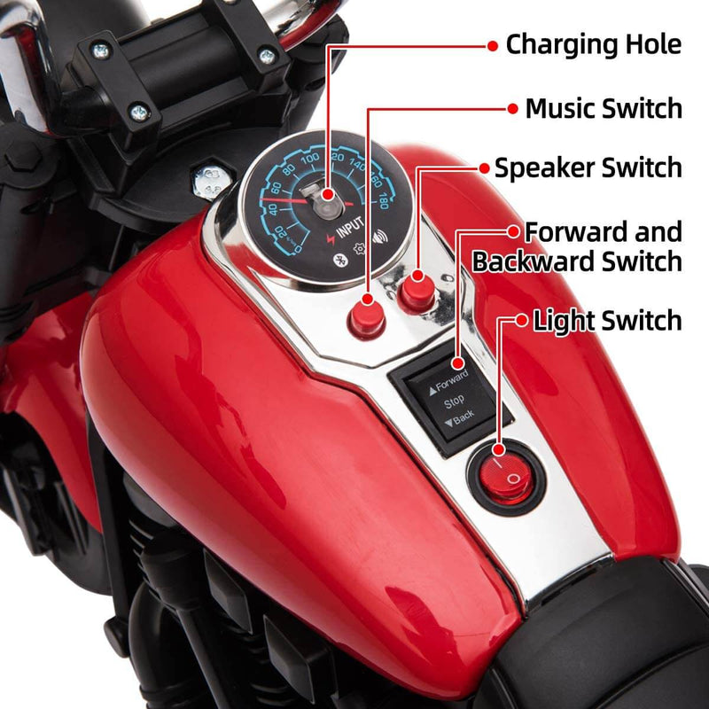 Ride on Toy for Kids Battery Powered Motorcycle With Training Wheels Red
