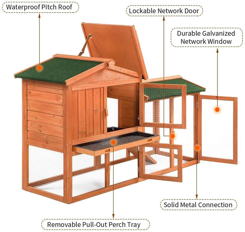 Rabbit Hutch Outdoor Wooden Rabbit House (56.7 inches)