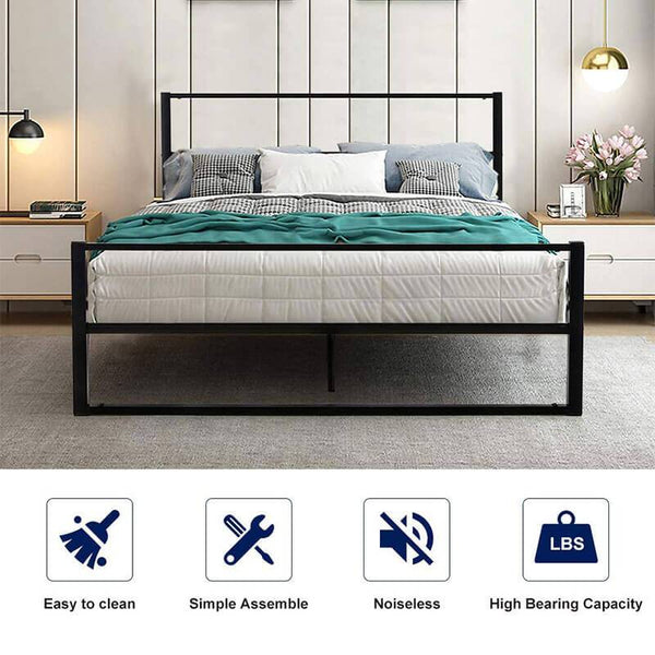 Metal Bed Frame Full Size,Heavy Duty Platform with Headboard
