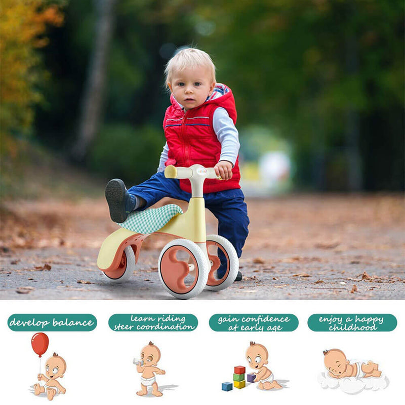 Baby Balance Bike, Adjustable Baby Bicycle Toddler Bike Yellow