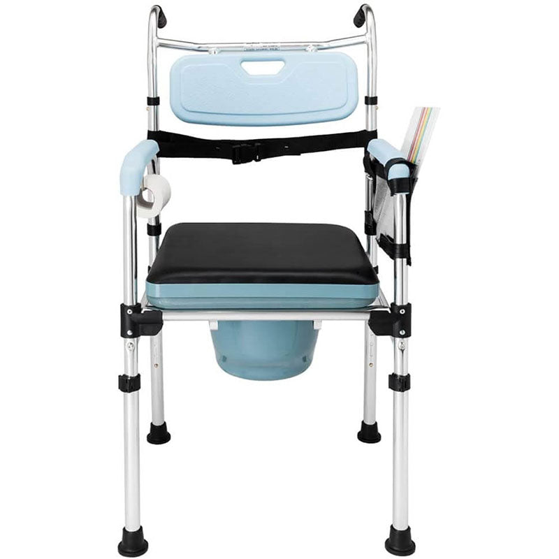 4 in 1 Multifunctional Aluminum Elder People Commode Chair Bath Chair Light Blue