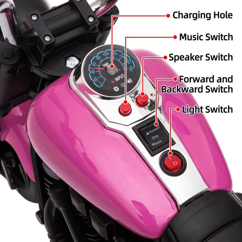 Ride on Toy for Kids Battery Powered Motorcycle With Training Wheels Pink