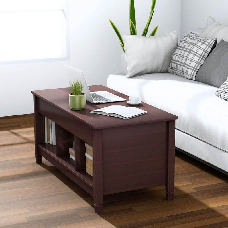 Coffee Table Lift Tabletop Wood Home Living Room Modern Lift Top Storage Brown