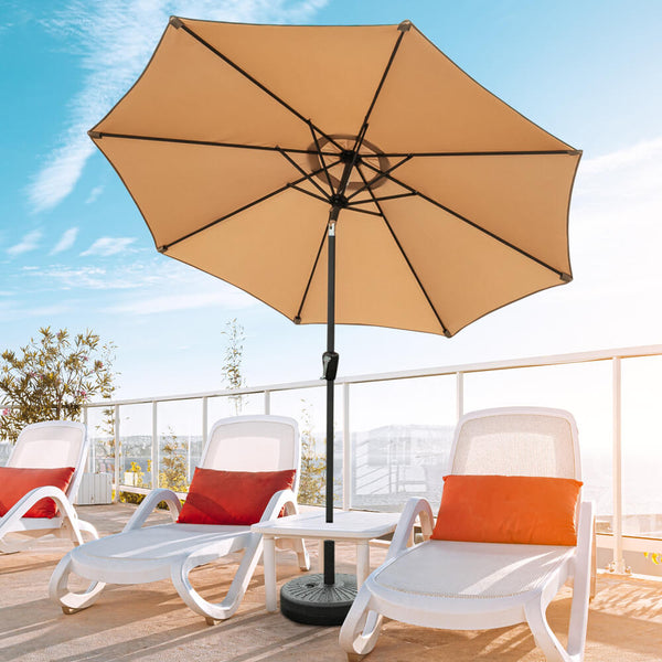 9ft Patio Umbrella Market Umbrellas Large Outdoor Umbrella with Push Button Tilt and Crank, Beige