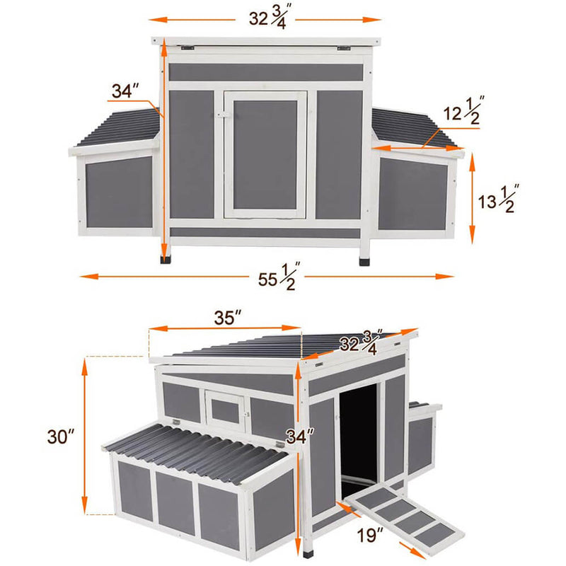 Outdoor Large Chicken Coop Wooden Cage Gray