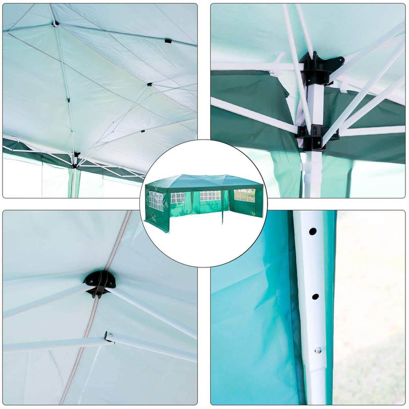 10 x 20ft Party Canopy Tent Adjustable Removable Sidewalls White Shelter with Carrying Case Bag, Green