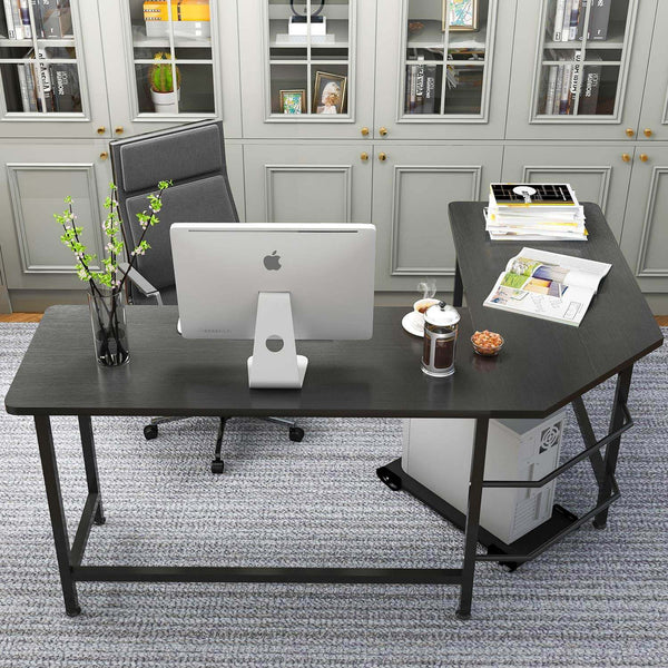 L-Shaped Desktop Computer Desk Black