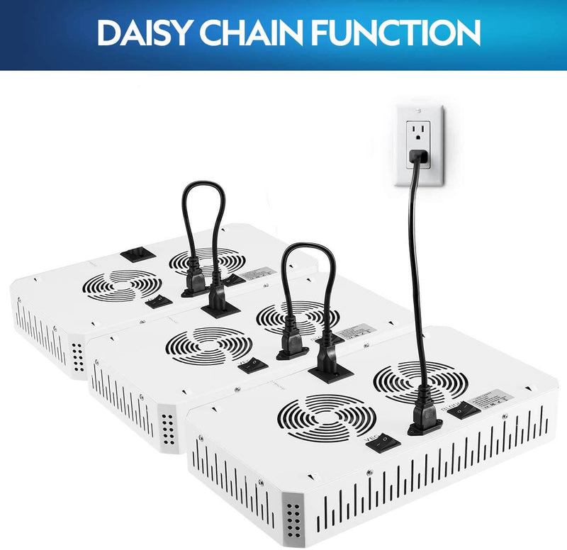 1000W LED Plant Grow Lights for Indoor Plants Full Spectrum Dual-Chip with Daisy Chain & Thermometer Humidity Monitor