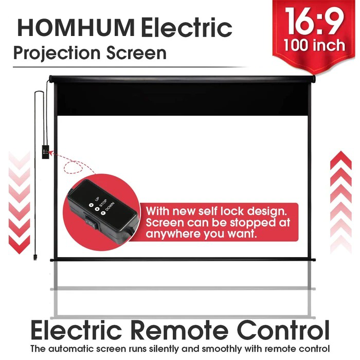 100 inch Electric Projector Screen 4K HD 1080P Wrinkle-Free