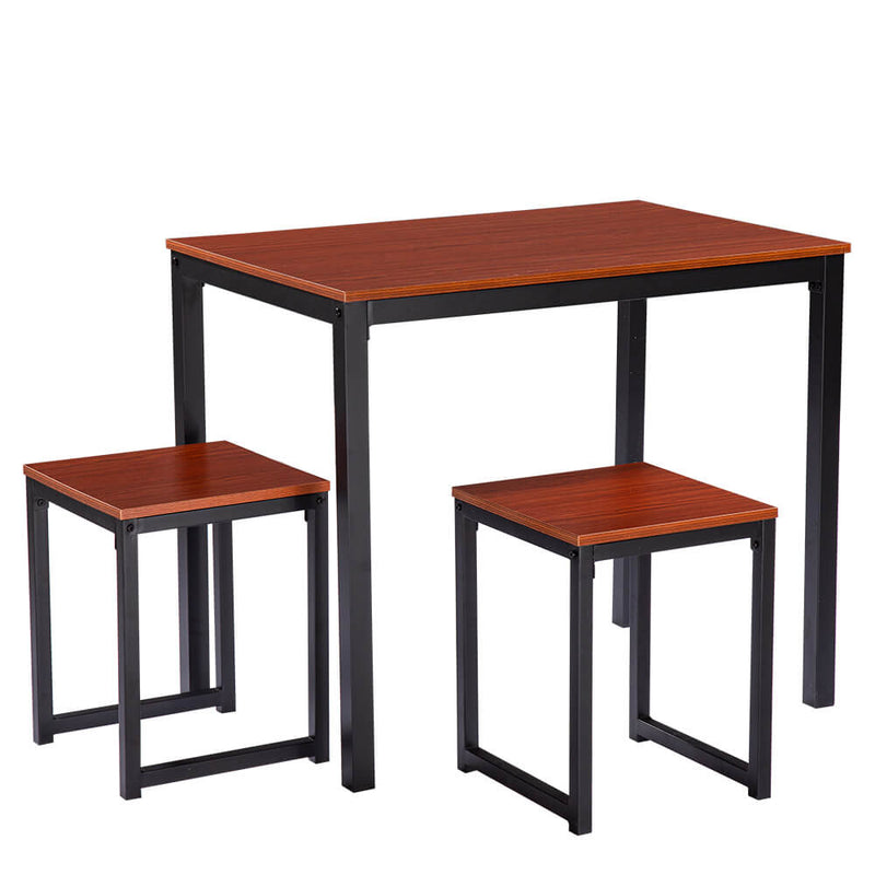 Simple Wood Grain 75cm High Dining Table And Chair Three-Piece Cherry Wood Color