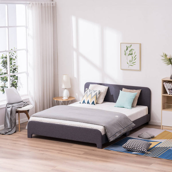 Upholstered Platform Bed Frame Mattress Foundation In Gray, Full