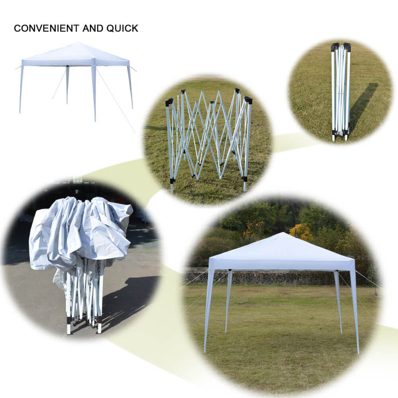 Canopy Tent 10 x 10 ft Pop Up Waterproof Foldable Commercial Tents with Carry Bag White