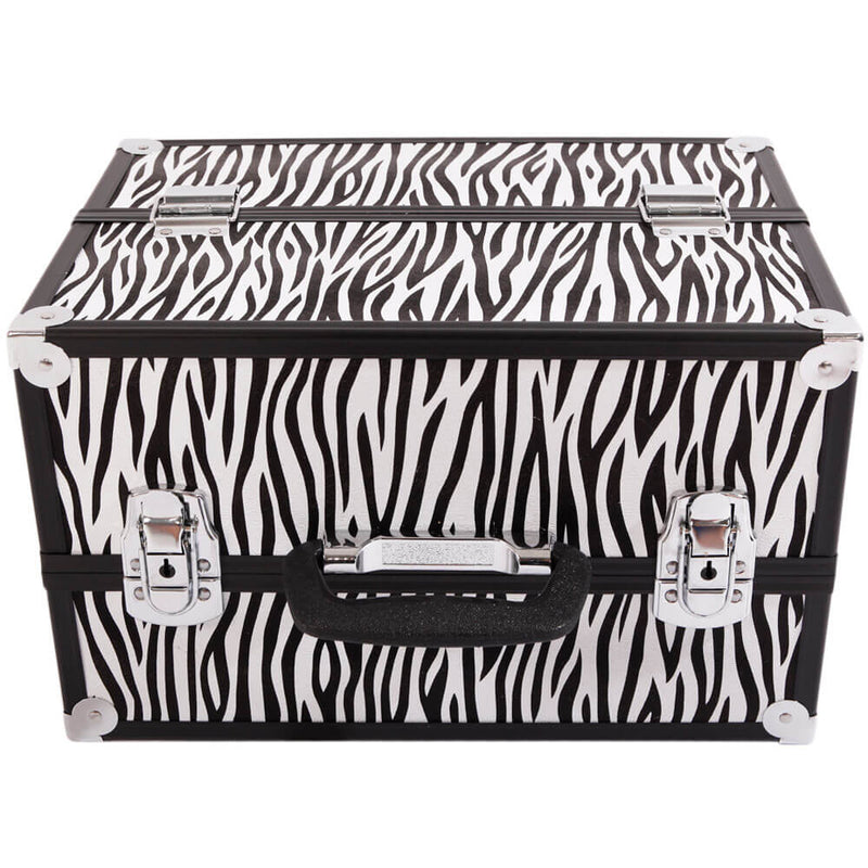 Aluminum Alloy Makeup Train Case Jewelry Box Organizer White Zebra Stripe