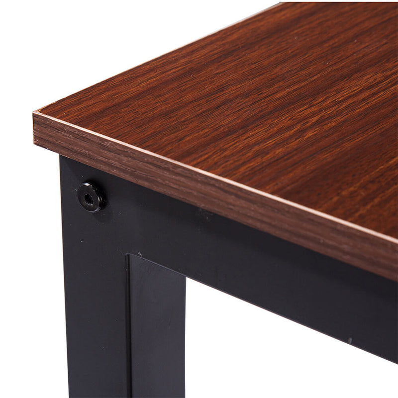 Simple Wood Grain 75cm High Three-Piece Dining Table And Chair Light Walnut Color