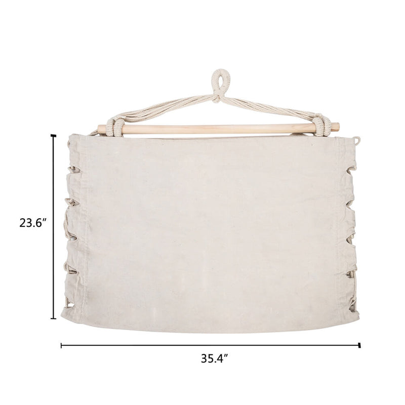 Hammock Swing, Hanging Rope Hammock Chair, Cotton Hanging Air Swing with Cushions for Porch Yard Tree Bedroom, Beige