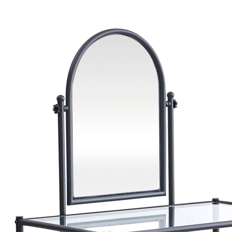 Simple Iron Dresser with Square Dressing Stool Black
