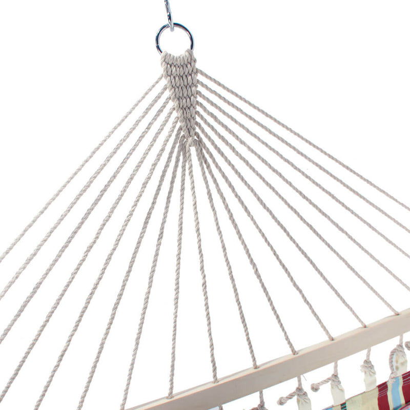 2 Person Double Hammock Bed with Wood Spreader Bar, Portable Patio Swing Hammocks (Beige)
