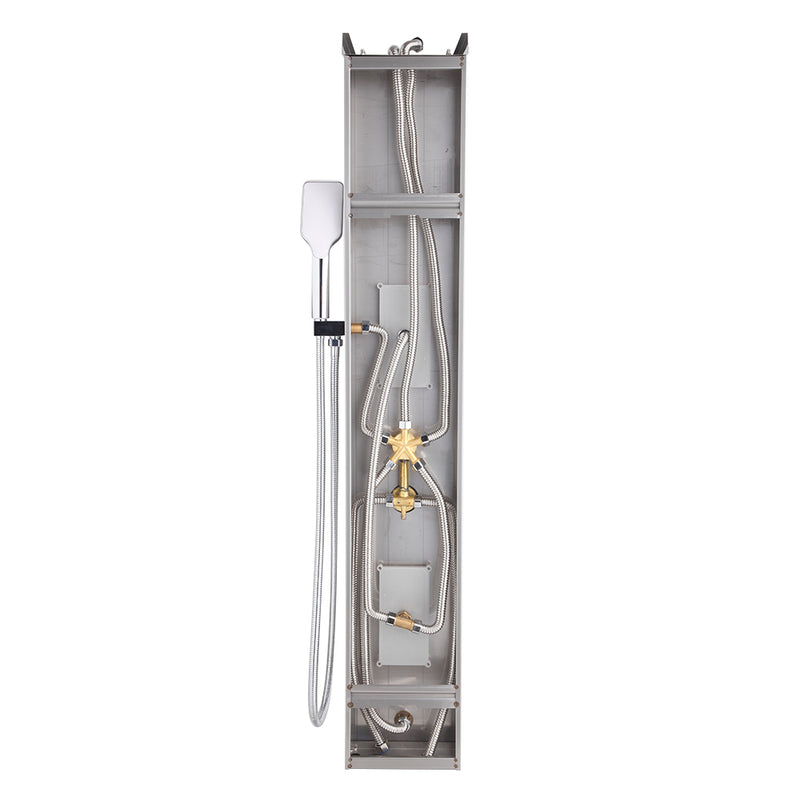 Shower System Shower Panel Stainless Steel Multi-Function Silver 18 Holes 48 inch