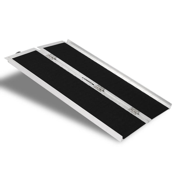 4FT Two-section Non-Skid Folding Lightweight Aluminum Alloy Wheelchair Scooter Mobility Ramps 4FT Two-section
