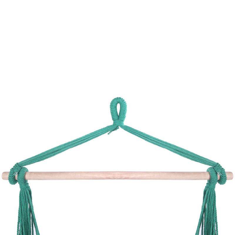 Patio Hammock Swing, Hanging Rope Hammock Chair, Cotton Hanging Air Swing with Cushions, Green