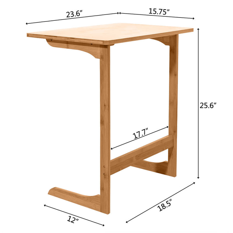 23.6 x 15.7 x25.6 inches L-shaped Bamboo Sofa Side Table Sandal Wood Color