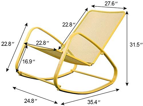 Outdoor Patio Rocker Chair Metal – Wide Ergonomic High Back Supportive Cushioned Fold Reclining Glider for Porch Balcony Yard Deck