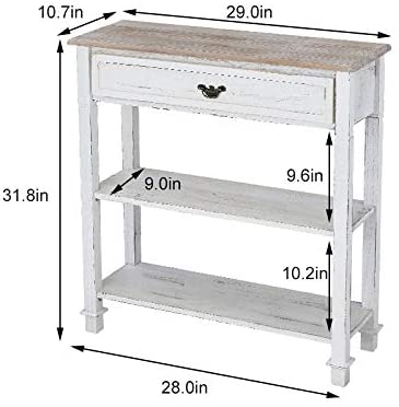 Console Table Entryway Table 3 Tiered Sofa Table Classic Design with Drawer and Opening Shelves, Entryway Hall Table, Sofa Tables Narrow Easy Assembly