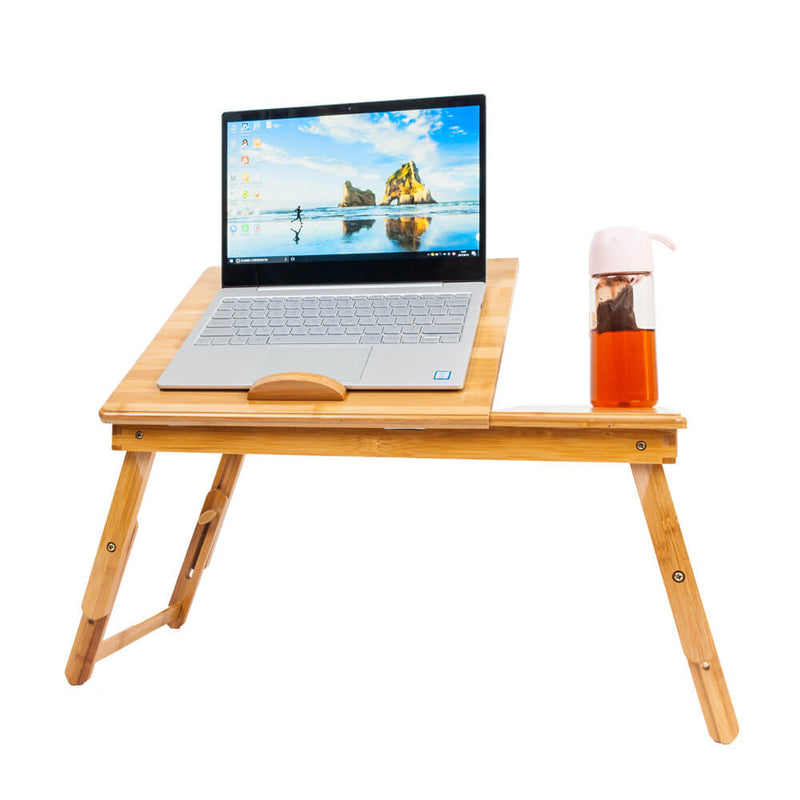 Smooth Adjustable Computer Desk with Cup Stand Wood Color, 21 inches