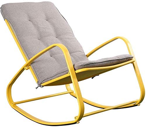 Outdoor Patio Rocker Chair Metal – Wide Ergonomic High Back Supportive Cushioned Fold Reclining Glider for Porch Balcony Yard Deck