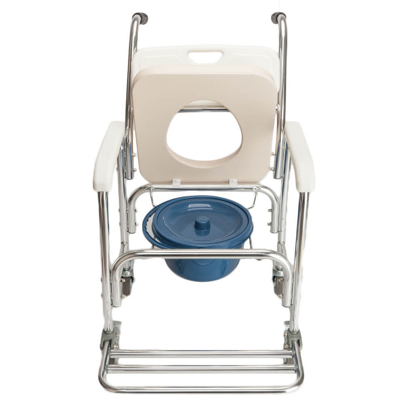 4 in 1 Multifunctional Aluminum Elder Disabled Commode Chair Bath Chair White
