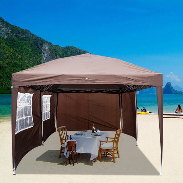 Homhum Waterproof Foldable Canopy Tent 10 x 20ft with Carry Bag for Party Camping, Dark Coffee