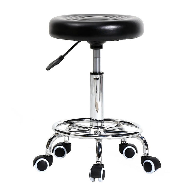 Salon Spa Office Round Stool with Lines Rotation Bar Stool Black