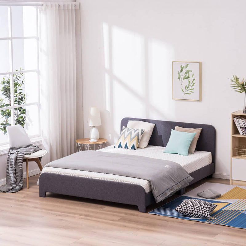 Upholstered Platform Bed Frame Mattress Foundation In Gray, Queen